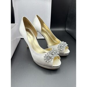 Nine West Peep Toe Pumps White Heels‎ 8